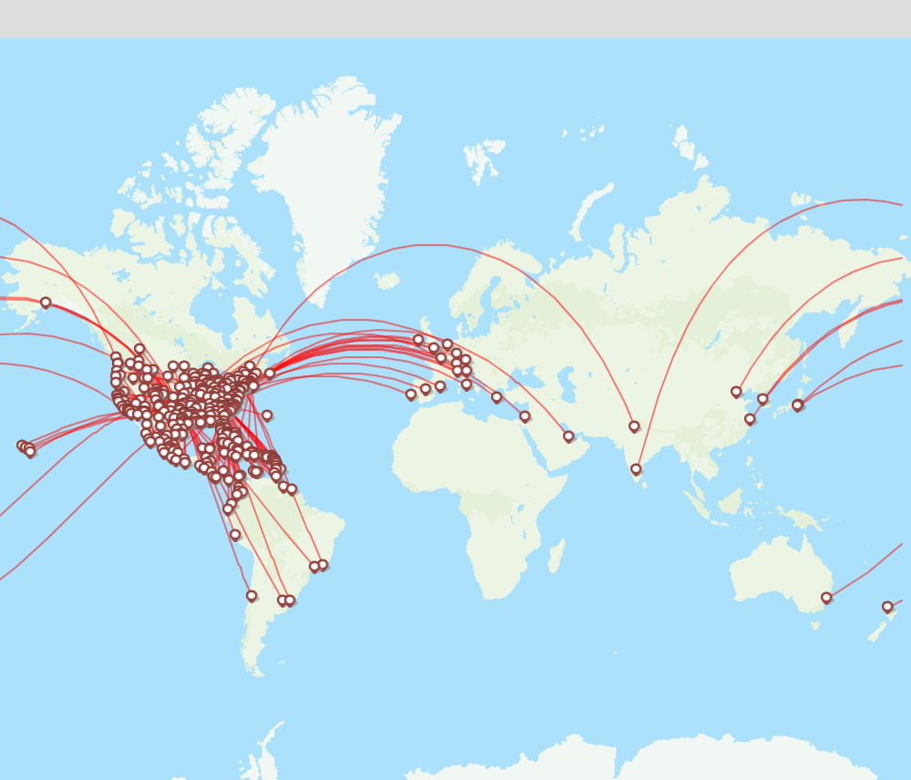 American Airlines destination map
