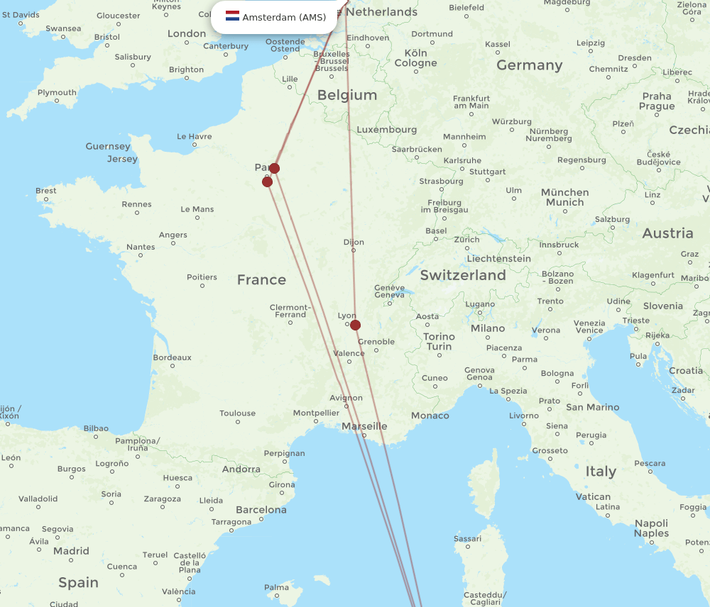AAE to AMS flights and routes map