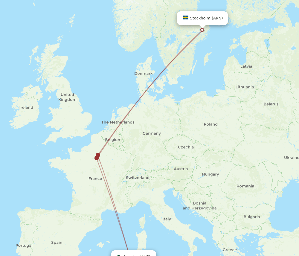 AAE to ARN flights and routes map