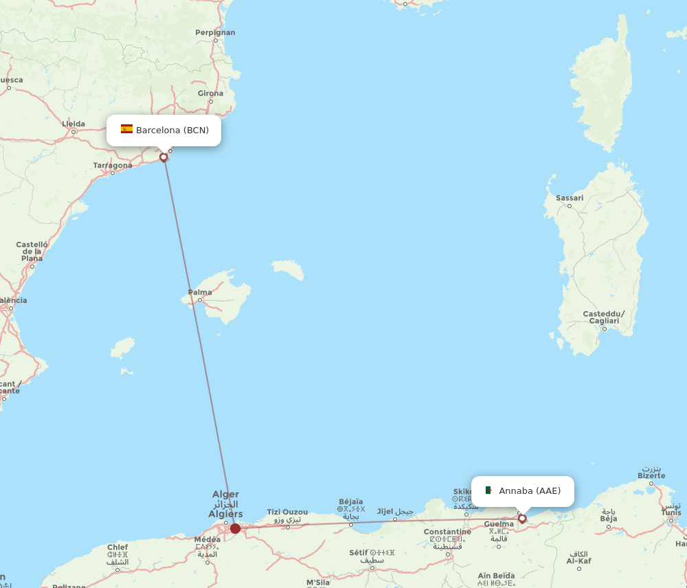 AAE-BCN flight routes