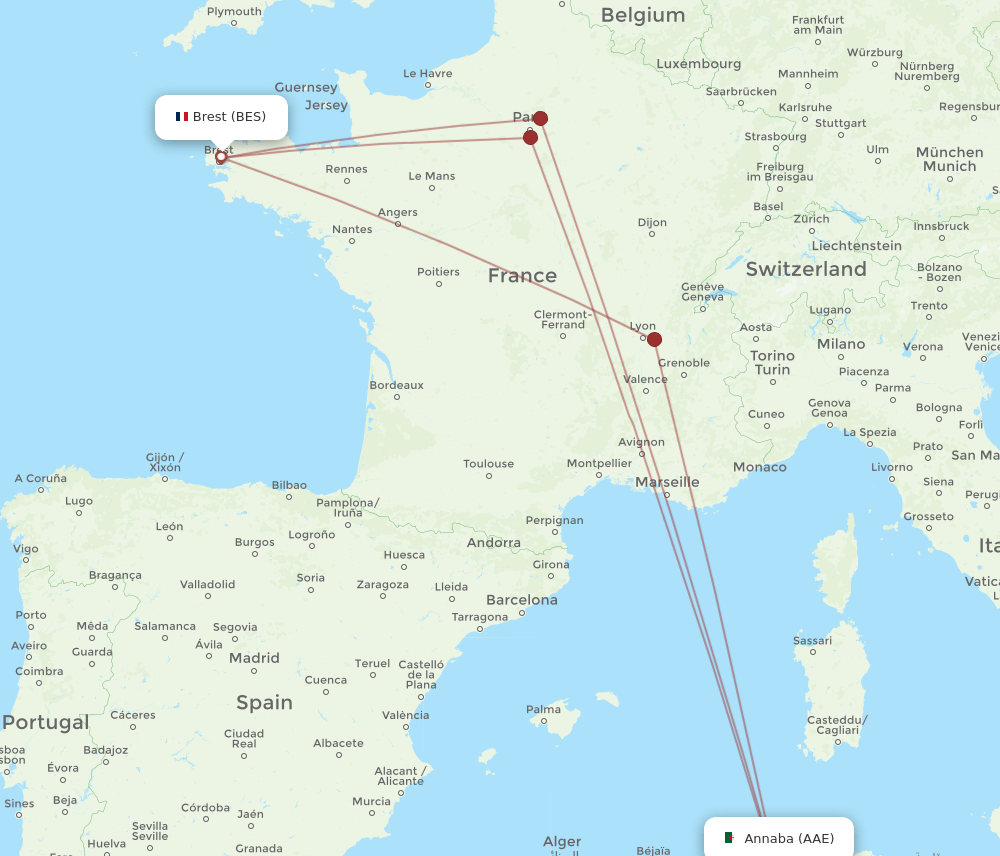 AAE-BES flight routes