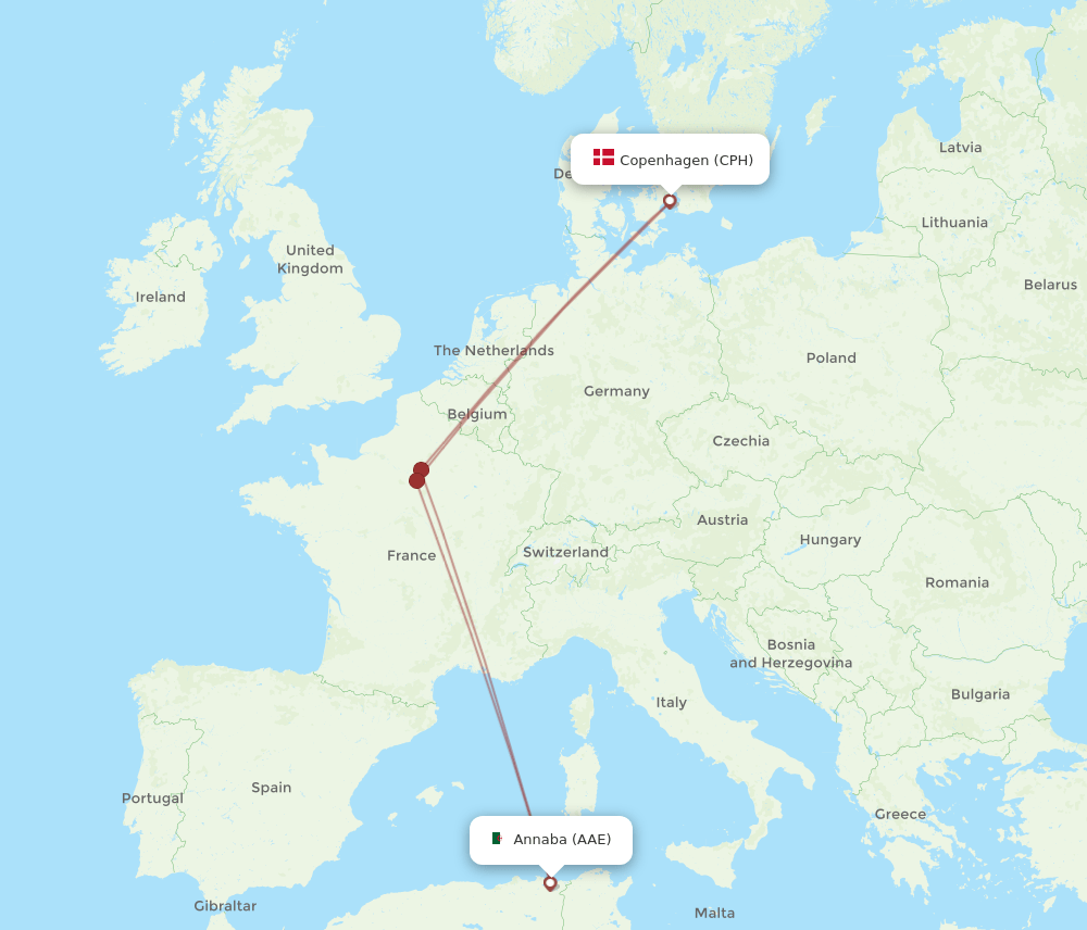 AAE-CPH flight routes