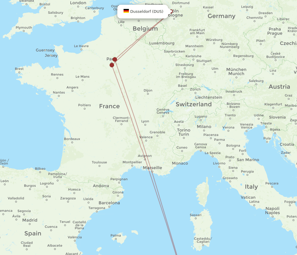 AAE to DUS flights and routes map