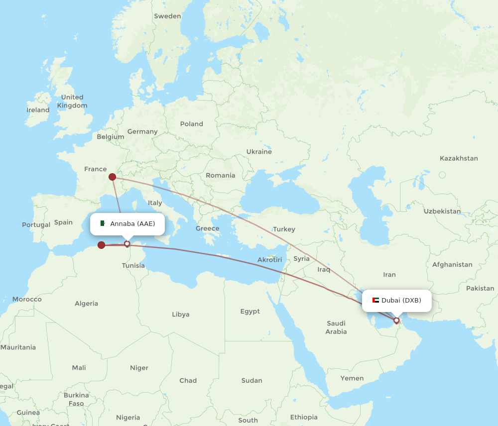 AAE-DXB flight routes