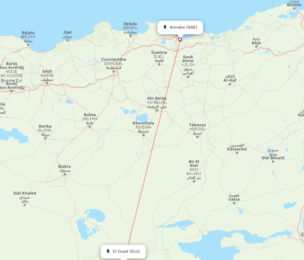 AAE to ELU flights and routes map