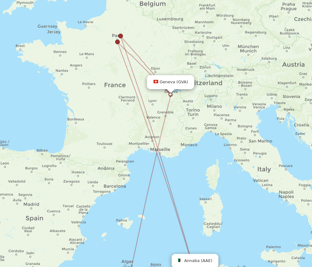 AAE-GVA flight routes