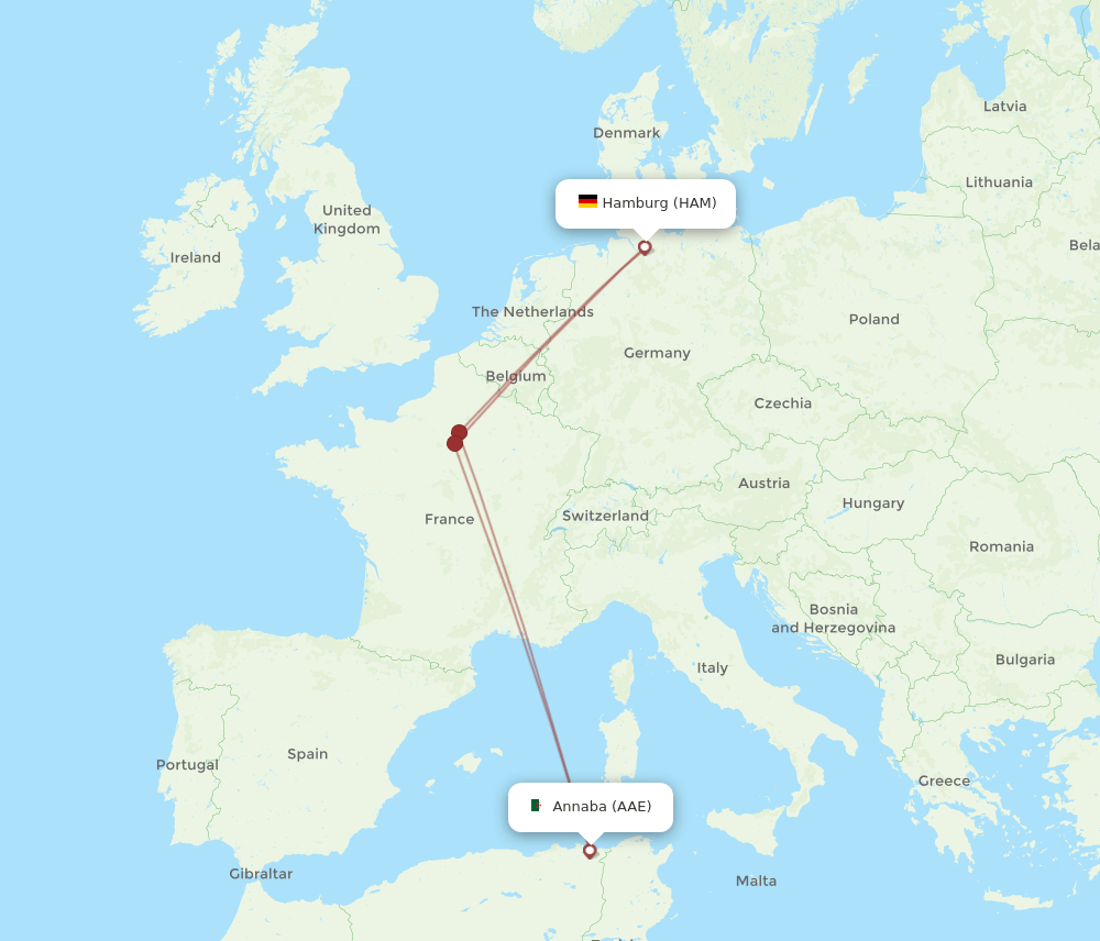 AAE-HAM flight routes