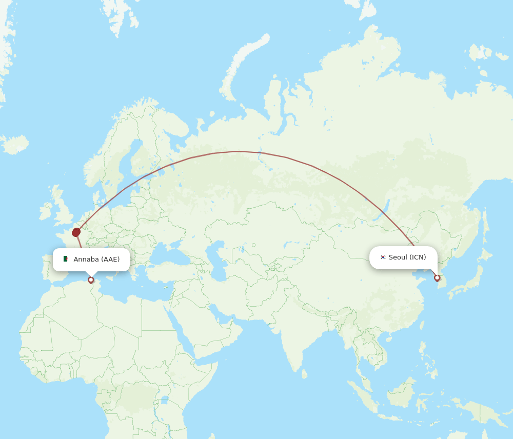 AAE-ICN flight routes