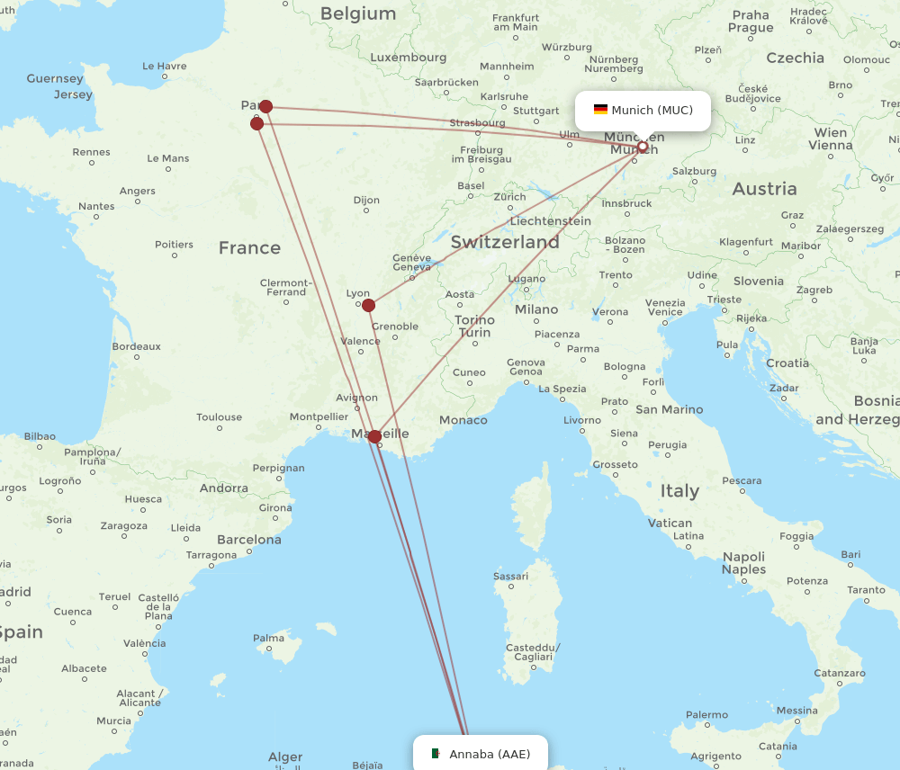 AAE-MUC flight routes