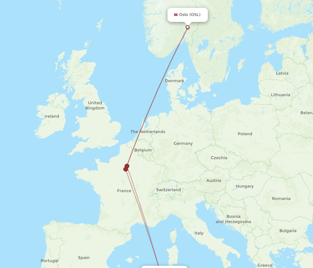 AAE-OSL flight routes