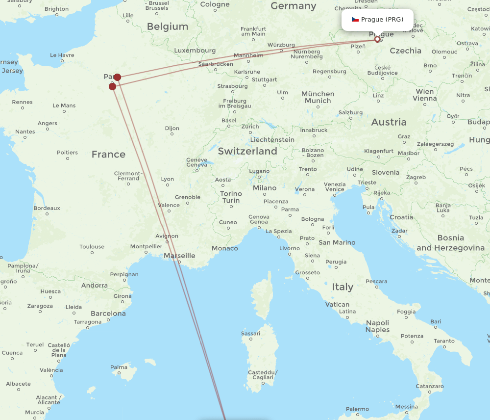 AAE-PRG flight routes