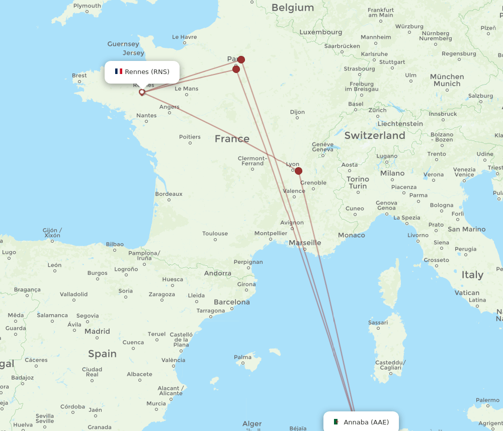 AAE-RNS flight routes