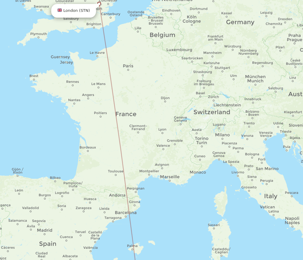 AAE to STN flights and routes map