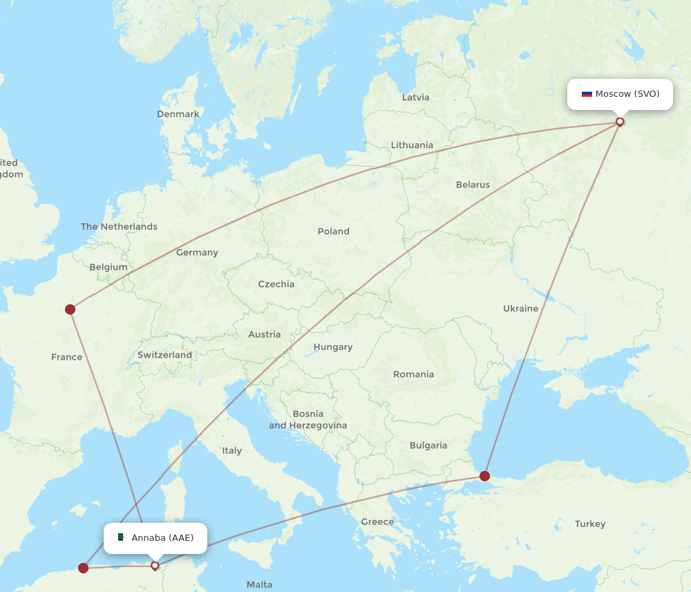 AAE-SVO flight routes