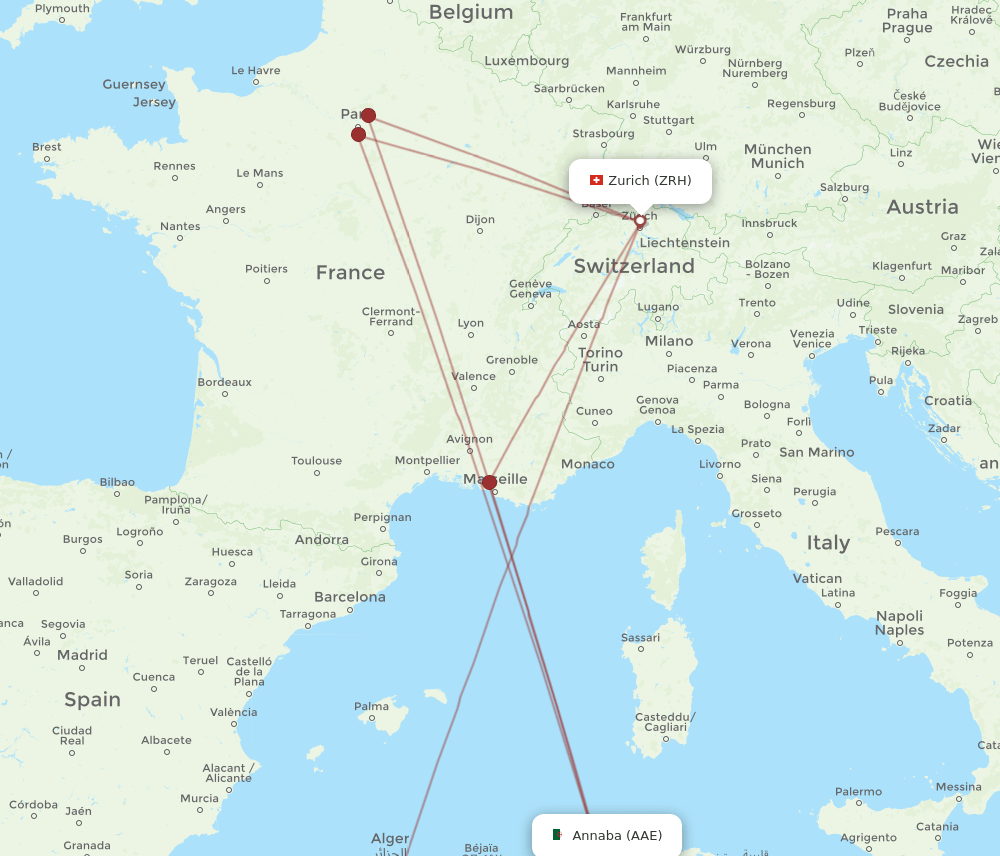 AAE-ZRH flight routes