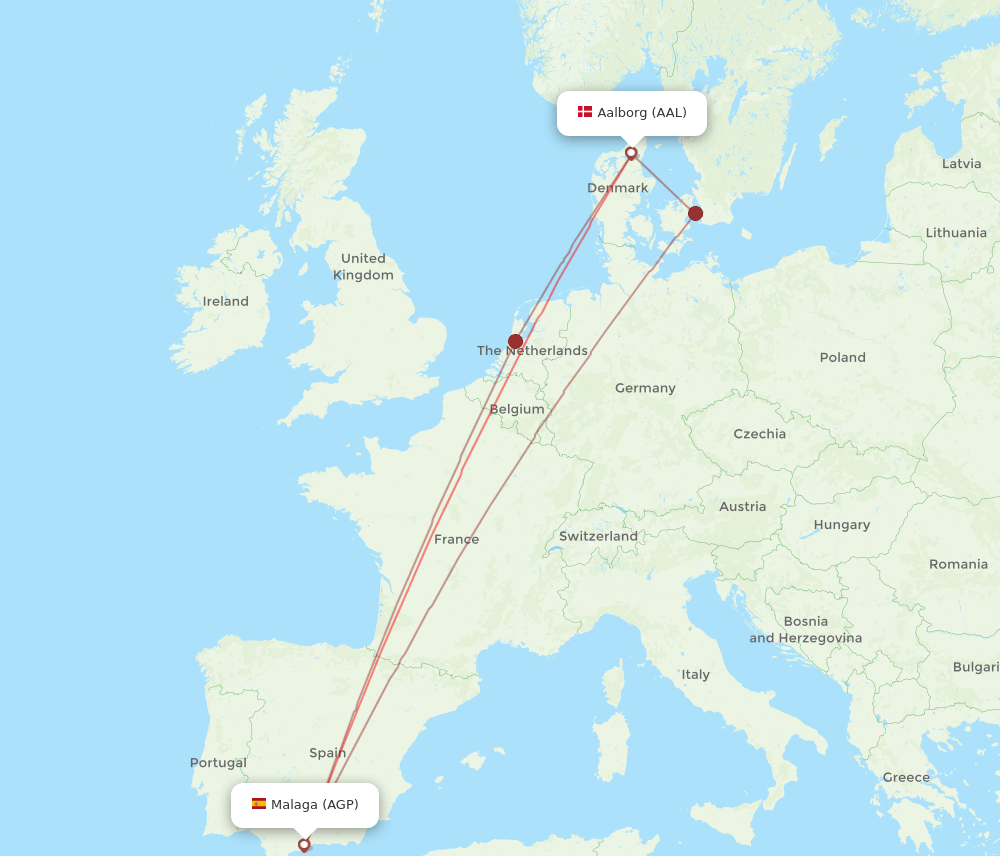 AAL to AGP flights and routes map