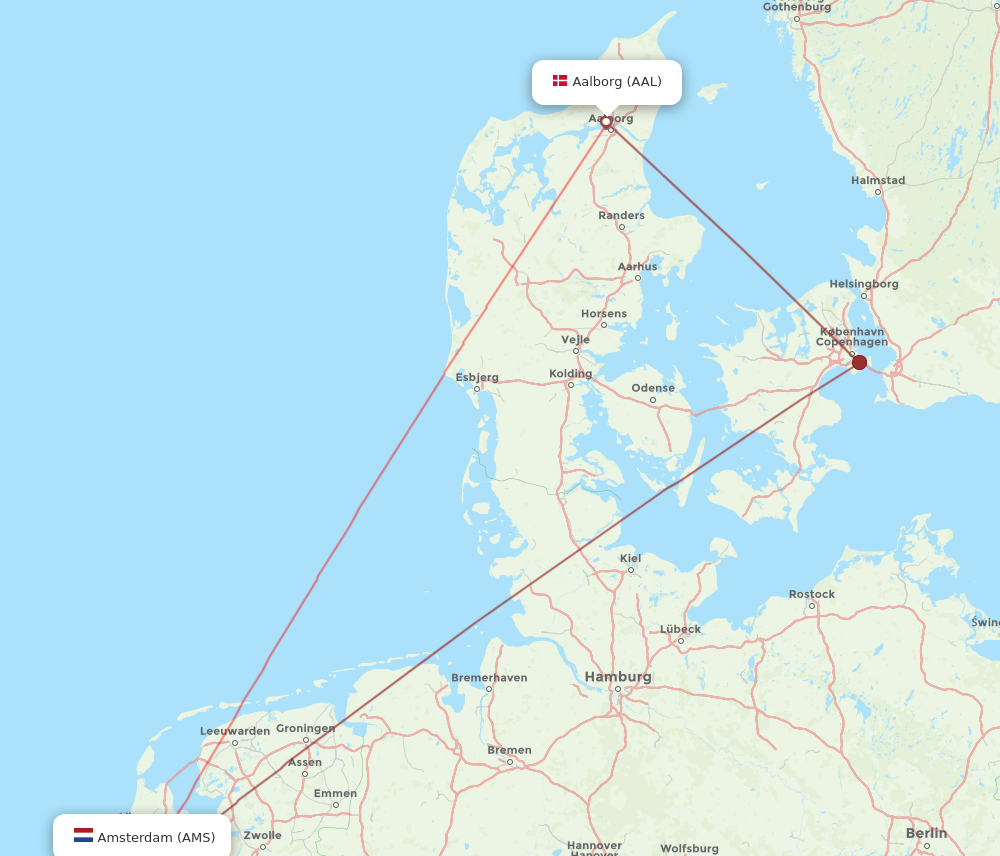 AAL to AMS flights and routes map