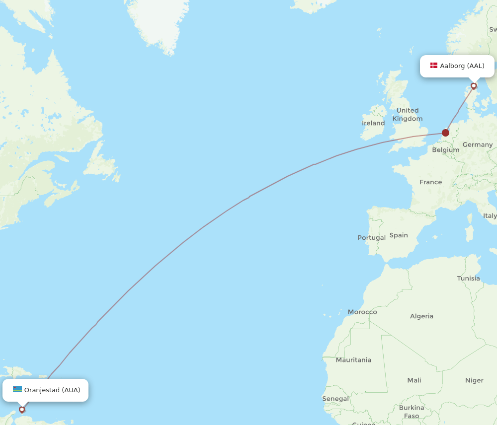 AAL-AUA flight routes