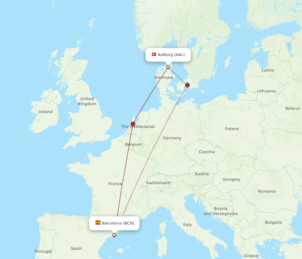 AAL-BCN flight routes