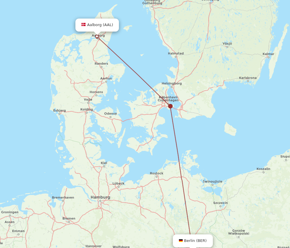 AAL to BER flights and routes map