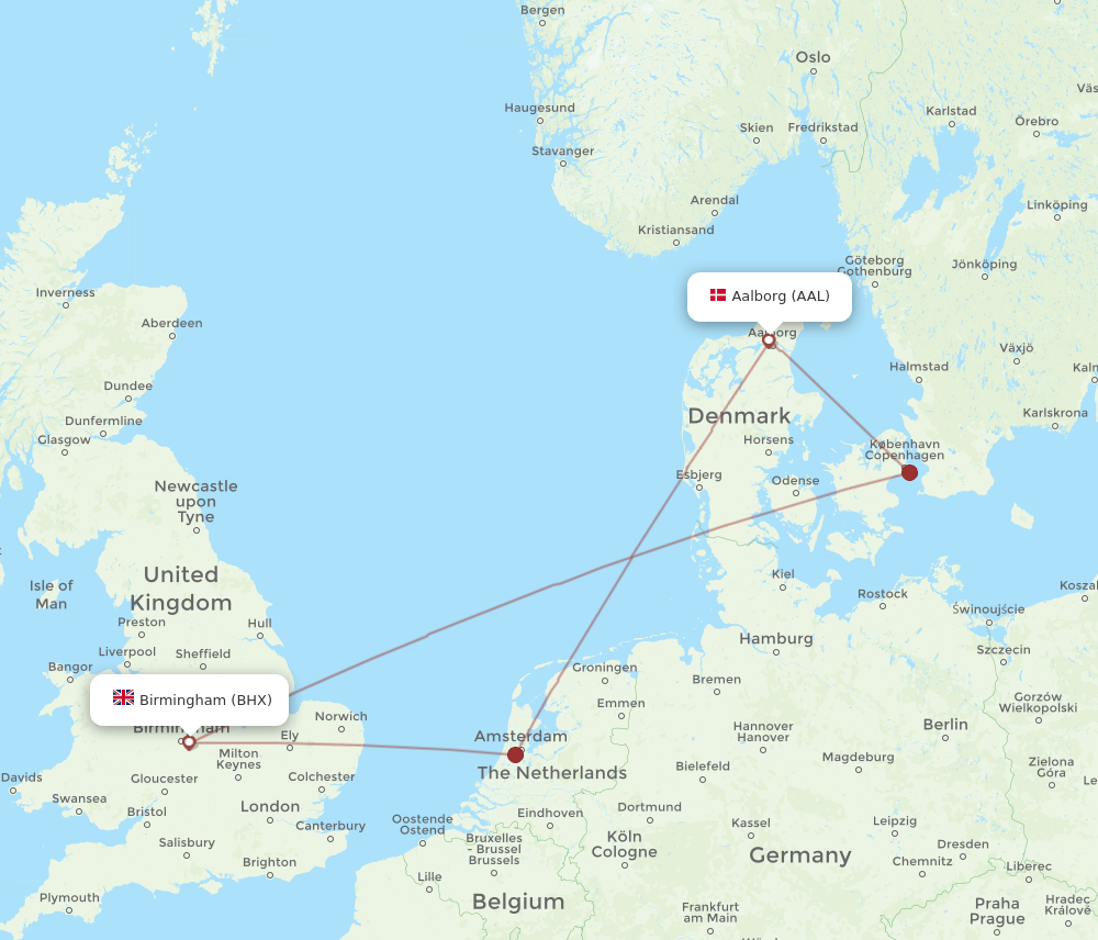 AAL-BHX flight routes