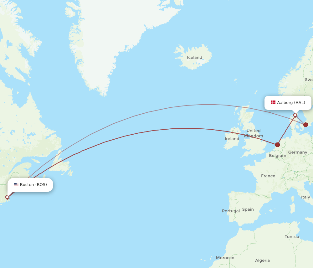 AAL-BOS flight routes