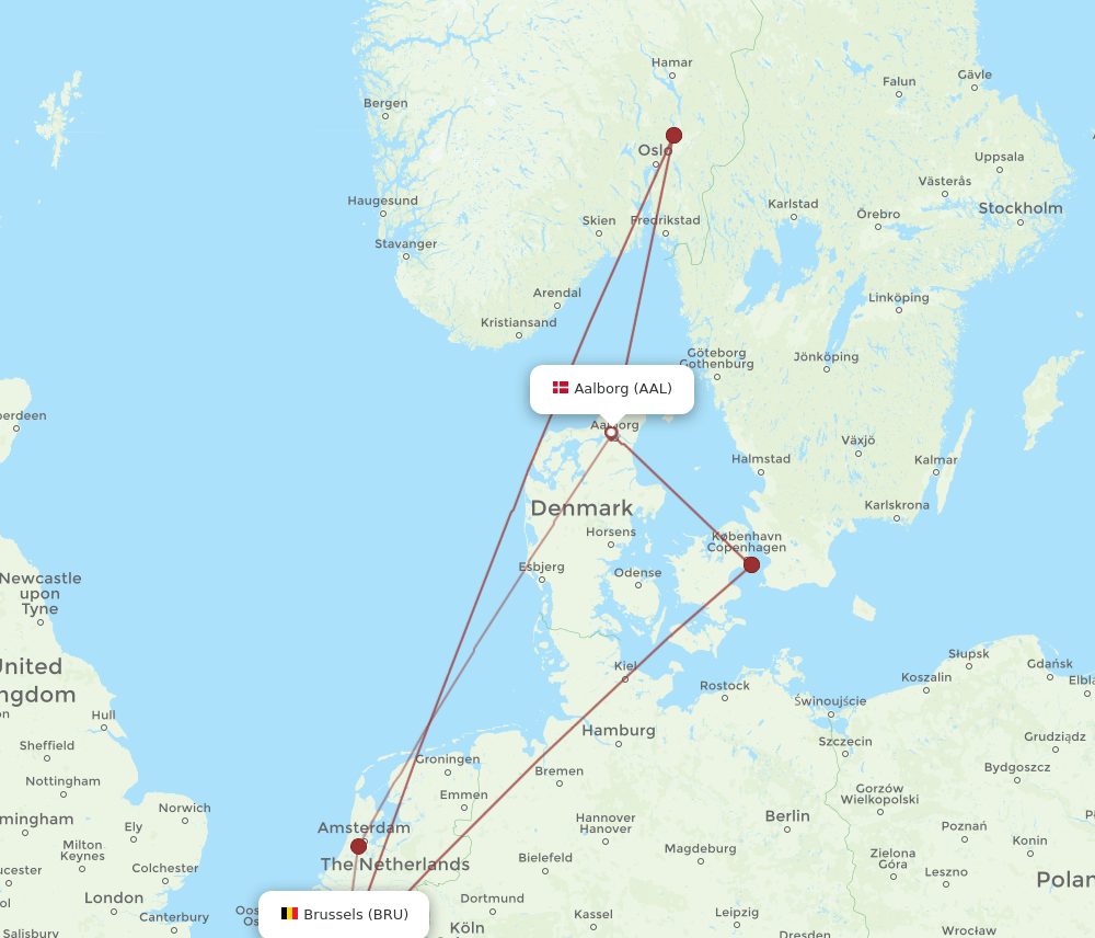 AAL-BRU flight routes