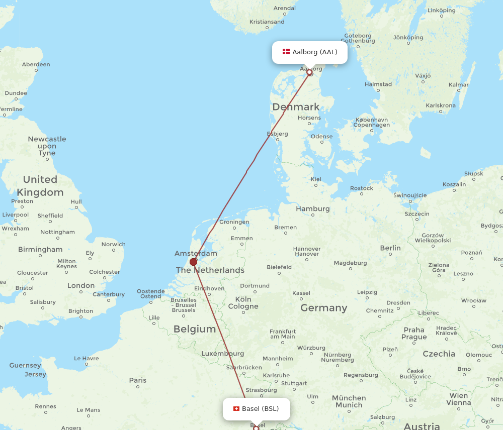 AAL to BSL flights and routes map
