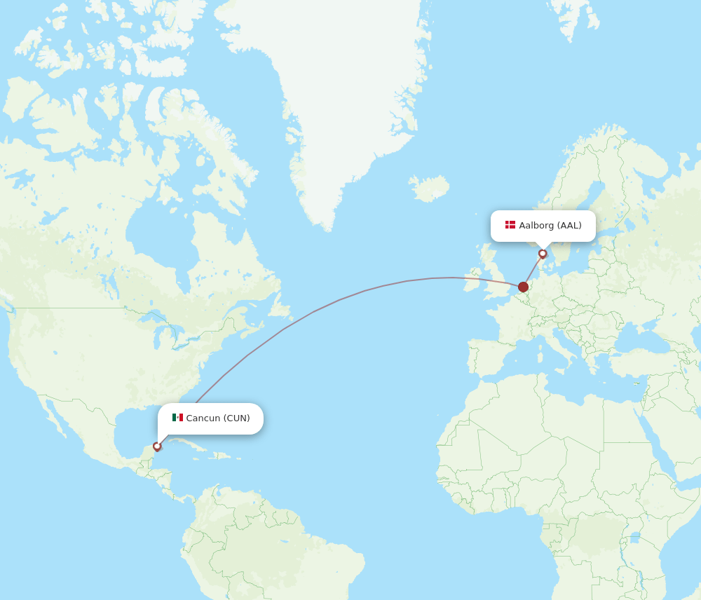 AAL to CUN flights and routes map