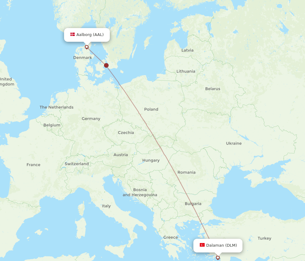 AAL to DLM flights and routes map