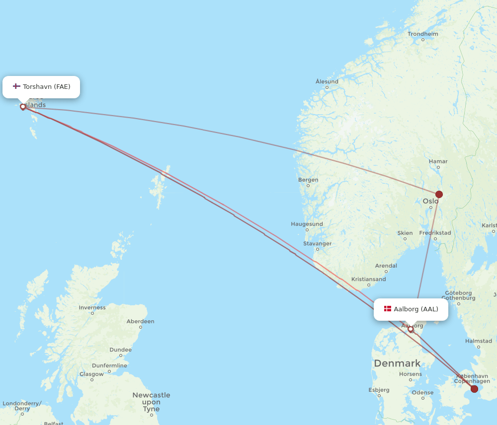 AAL-FAE flight routes
