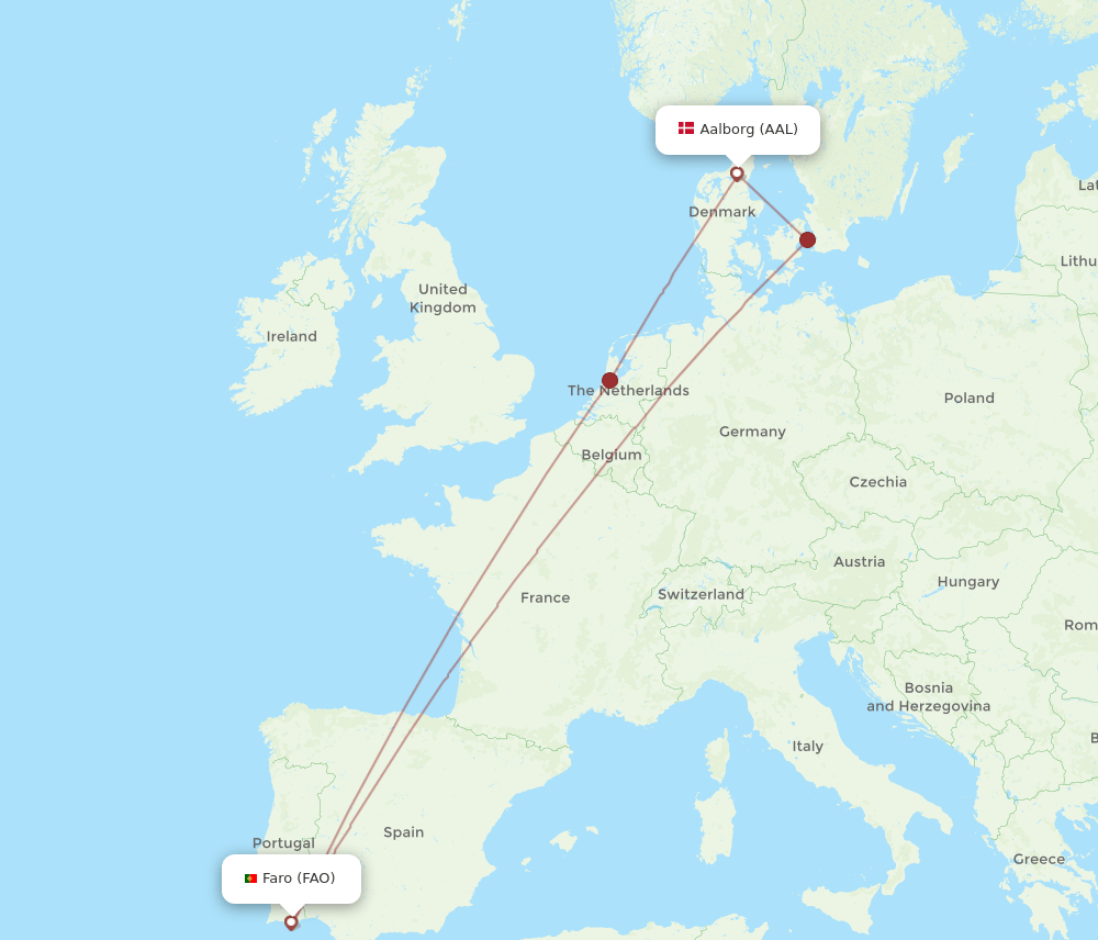 AAL-FAO flight routes