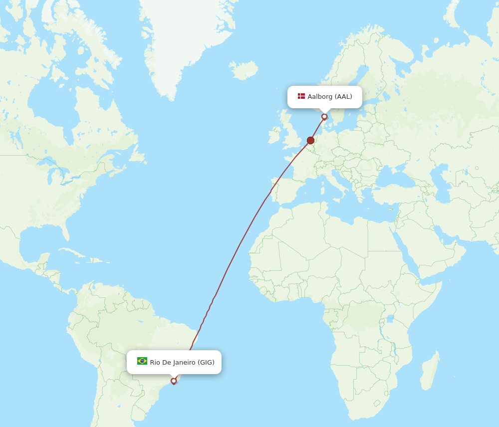 AAL to GIG flights and routes map