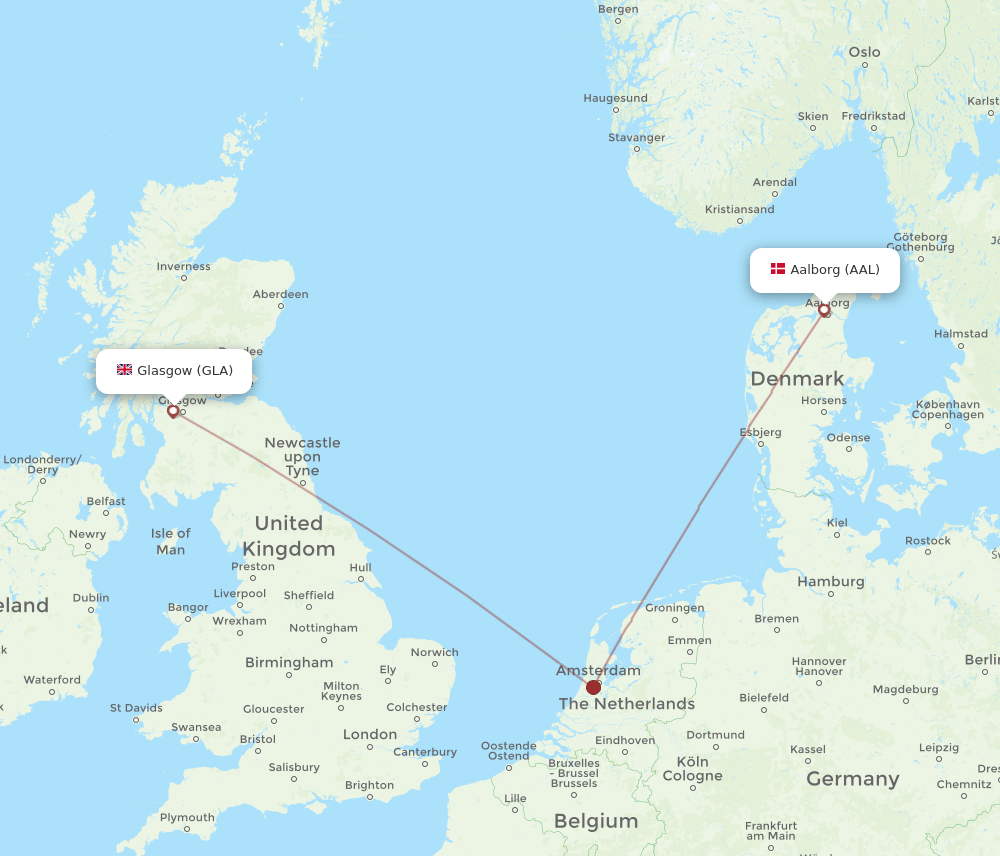 AAL-GLA flight routes