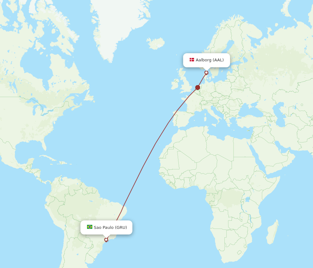 AAL to GRU flights and routes map