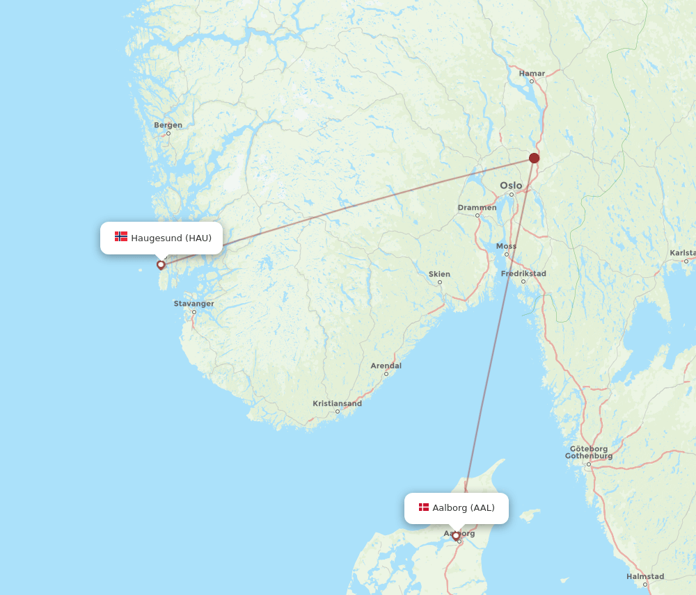 AAL to HAU flights and routes map