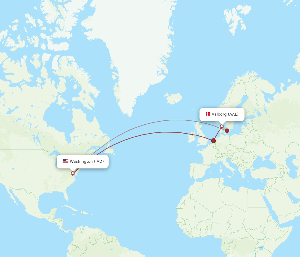 AAL to IAD flights and routes map