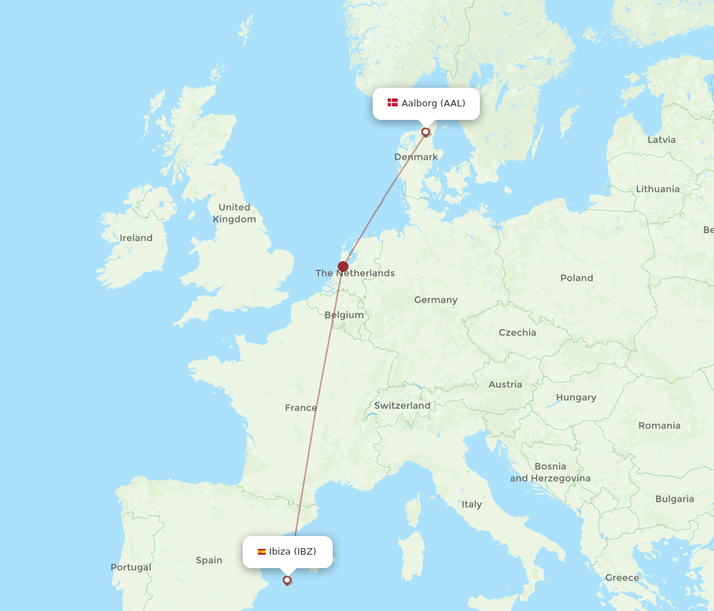 AAL to IBZ flights and routes map