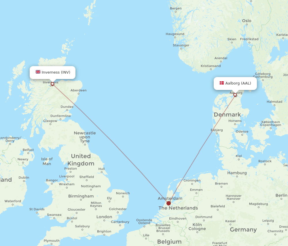 AAL to INV flights and routes map