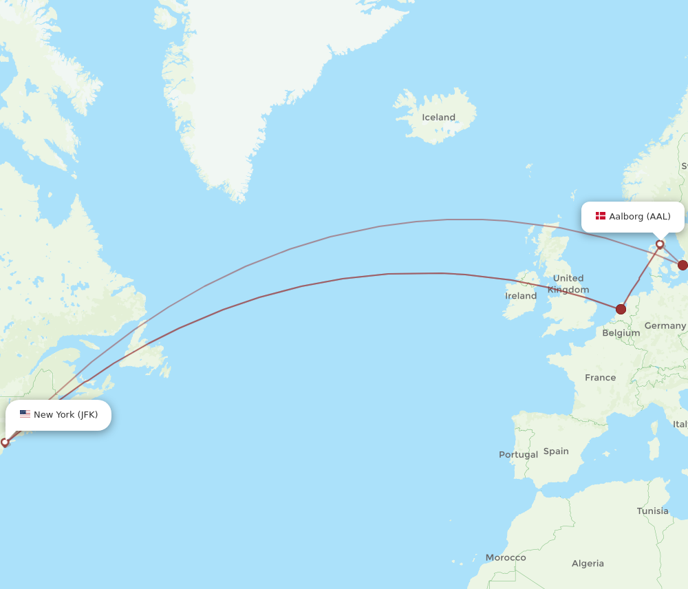 AAL to JFK flights and routes map