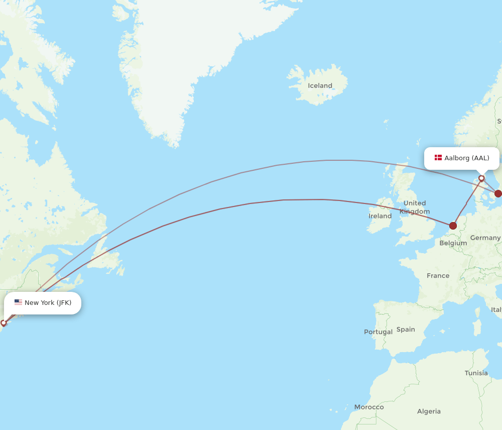 AAL-JFK flight routes