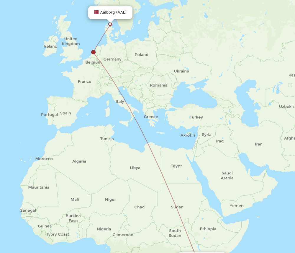 AAL-JRO flight routes
