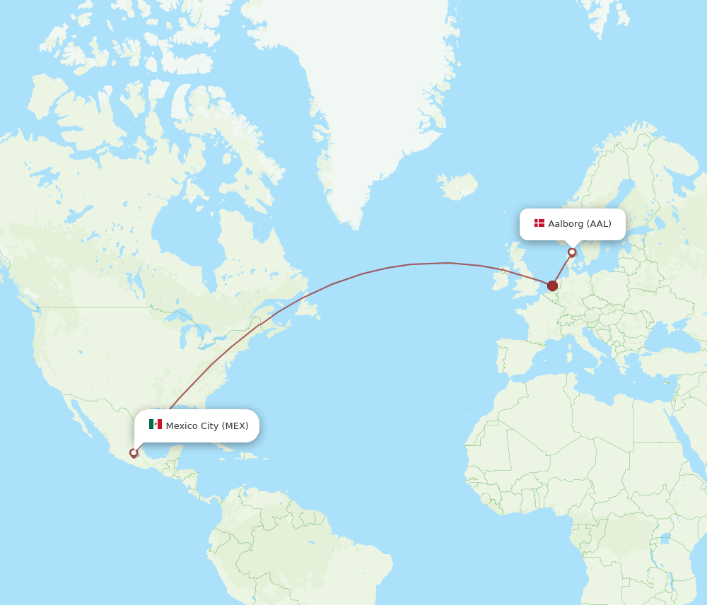 AAL to MEX flights and routes map
