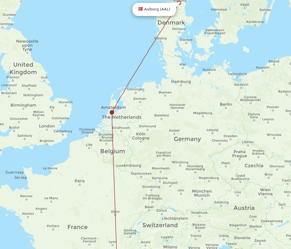 AAL to MRS flights and routes map