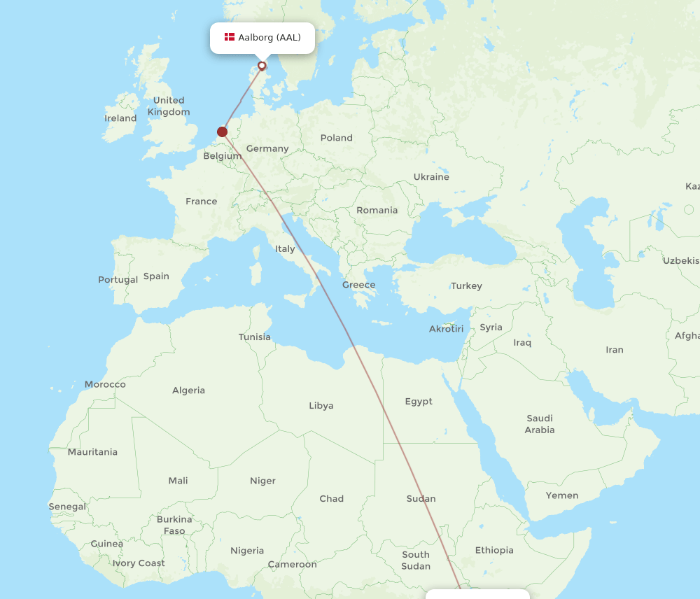 AAL-NBO flight routes