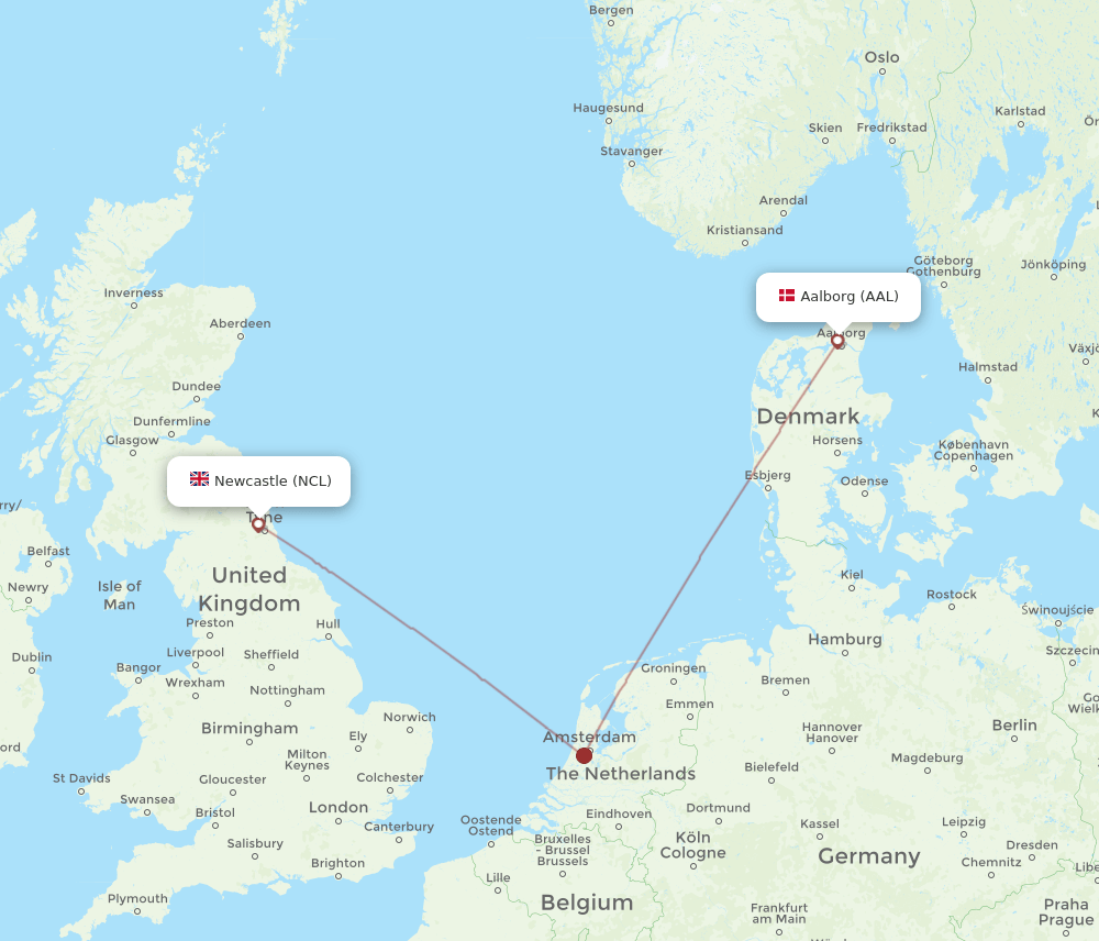 AAL-NCL flight routes