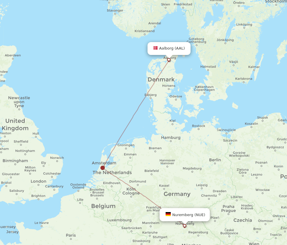 AAL-NUE flight routes