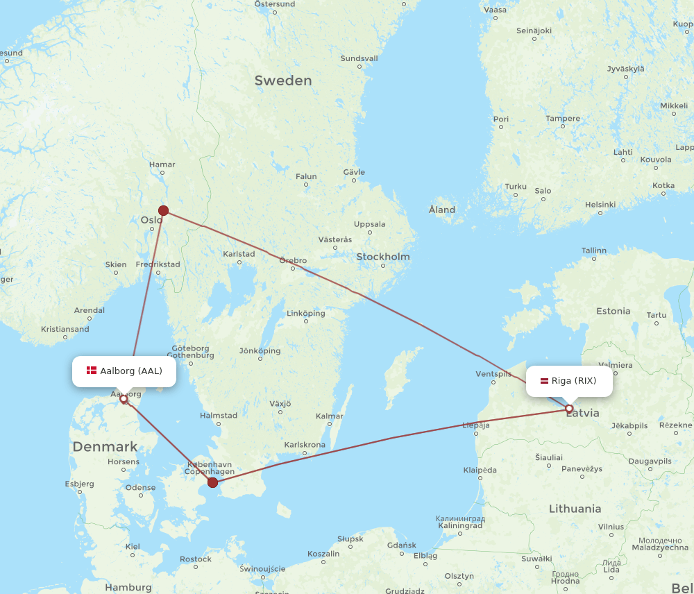 AAL-RIX flight routes