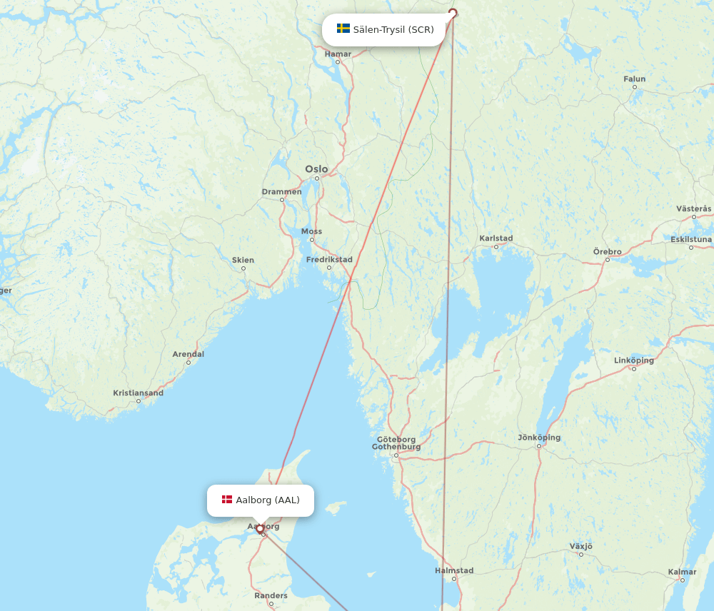 AAL to SCR flights and routes map