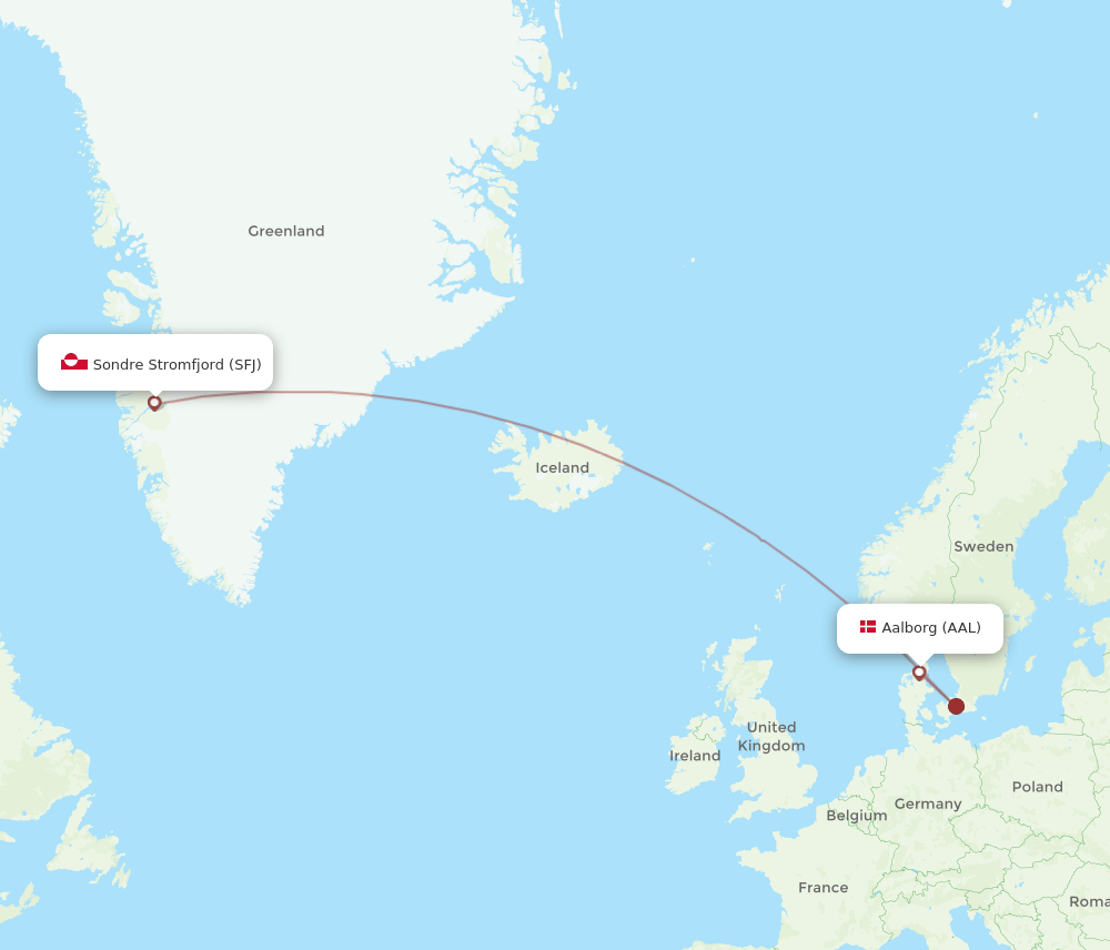 AAL-SFJ flight routes